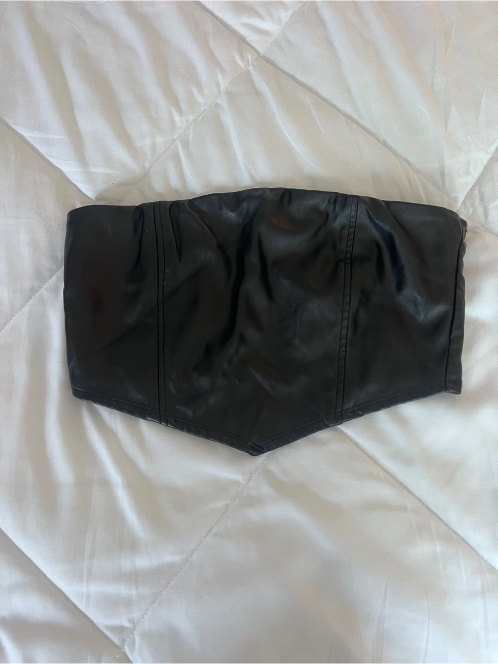 Forever 21 Black Strapless Faux Leather Bustier